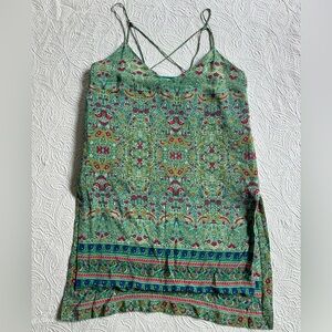 Maeve Green and Red Patterned Strappy Dress